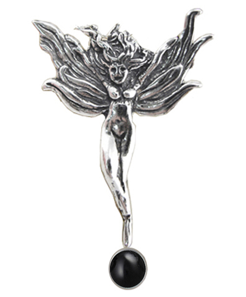 Sterling Silver Molly The Irish Fairy Pendant With Black Onyx